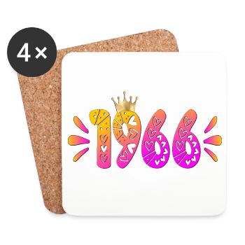 Birthday 1966 Birthday Crown - Coasters (set of 4) - white - Front