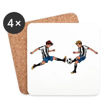 Two Boys Playing Soccer – Sports Team Spirit Art - Coasters (set of 4) - white - Front