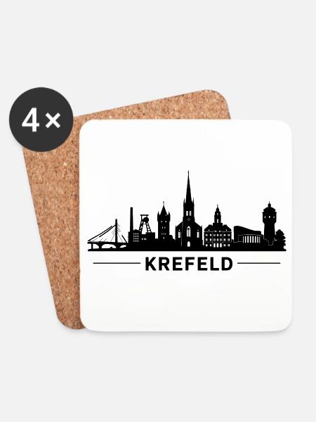 Krefeld Skyline - Untersetzer (4er-Set) - Weiß