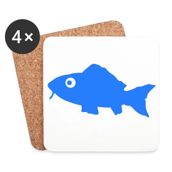 Blauer Fisch Silhouette - Untersetzer (4er-Set) - Weiß - Vorne