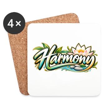 Harmony: Lotusfluss Zen-Muster - Untersetzer (4er-Set) - Weiß - Vorne
