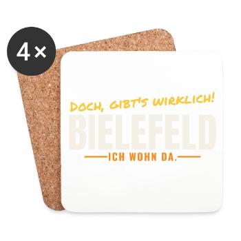 Bielefeld – Doch, gibt's wirklich! Ich wohn da. - Untersetzer (4er-Set) - Weiß - Vorne