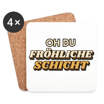 Oh du fröhliche Schicht - Weihnachten Retro - Untersetzer (4er-Set) - Weiß - Vorne