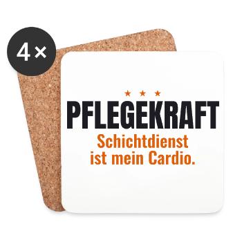 Pflegekraft Shirt – Schichtdienst ist mein Cardio - Untersetzer (4er-Set) - Weiß - Vorne
