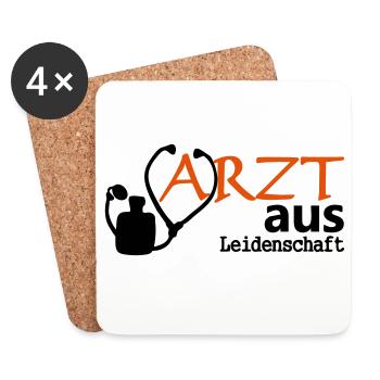 Arzt aus Leidenschaft Geschenk - Untersetzer (4er-Set) - Weiß - Vorne