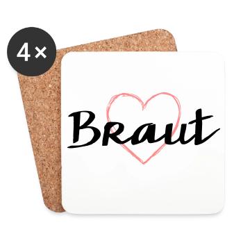 Braut Herz Herzmotiv Junggesellenabschied - Untersetzer (4er-Set) - Weiß - Vorne