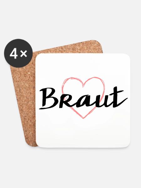 Braut Herz Herzmotiv Junggesellenabschied - Untersetzer (4er-Set) - Weiß
