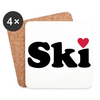 Ski - Untersetzer (4er-Set) - Weiß - Vorne