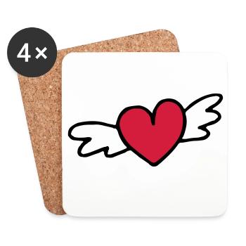 cadeau d'amour coeur volant - Dessous de verre (lot de 4) - blanc - Devant