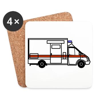 Ambulance / Rettungstransportwagen - Untersetzer (4er-Set) - Weiß - Vorne