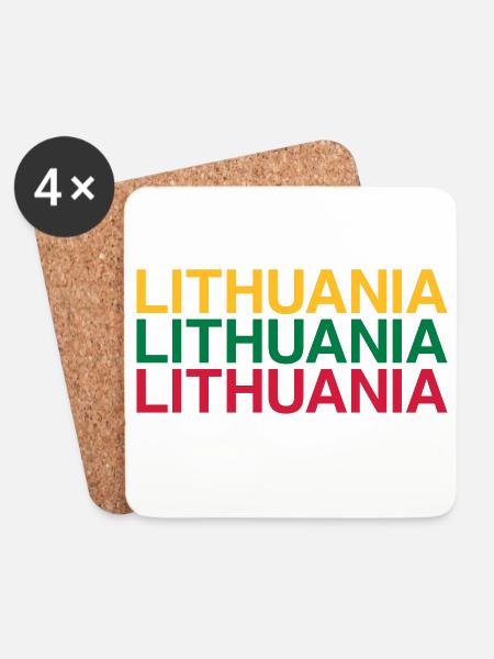 LITHUANIA Lithuania flag - Coasters (set of 4) - white