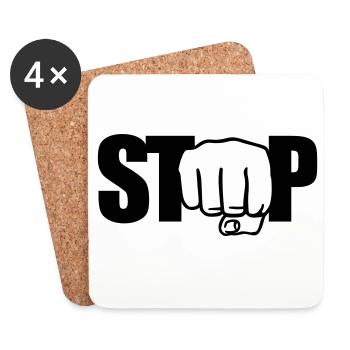 Stop | Faust | Fist - Coasters (set of 4) - white - Front