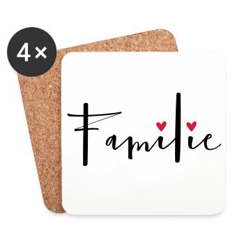 Familie Herz Liebe Geschenkidee - Untersetzer (4er-Set) - Weiß - Vorne