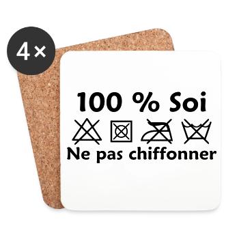Ne pas chiffonner - Dessous de verre (lot de 4) - blanc - Devant