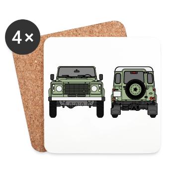 Defender - Front and Rear - Coasters (set of 4) - white - Front