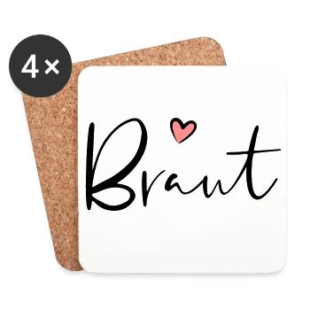 Bride heart hen party gift - Coasters (set of 4) - white - Front