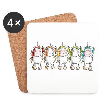 Funny Unicorns - Untersetzer (4er-Set) - Weiß - Vorne