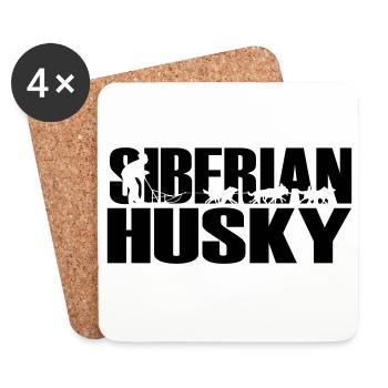 Schlittenhunde Siberian Husky - Untersetzer (4er-Set) - Weiß - Vorne