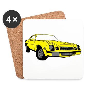 CamaroV8,Muscle-Car,Werkstatt,Garage,Auto,(25) - Untersetzer (4er-Set) - Weiß - Vorne