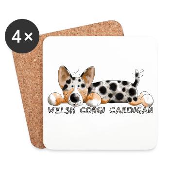 Welsh Corgi Cardigan - Coasters (set of 4) - white - Front