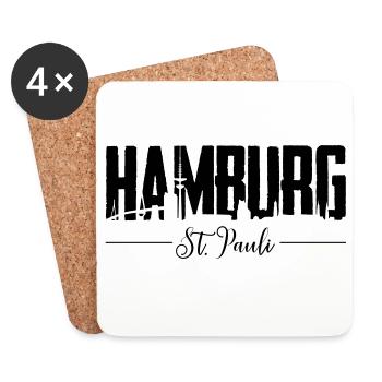 Hamburg St. Pauli, Reeperbahn, Kiez - Untersetzer (4er-Set) - Weiß - Vorne