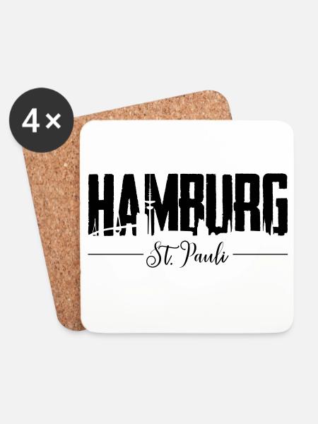 Hamburg St. Pauli, Reeperbahn, Kiez - Untersetzer (4er-Set) - Weiß