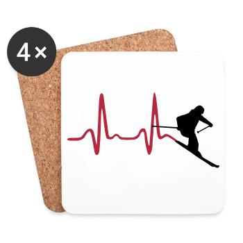 Skier & Heartbeat, Skiing - Dessous de verre (lot de 4) - blanc - Devant