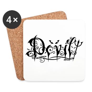 Devil lettering in ornamental Gothic style - Coasters (set of 4) - white - Front