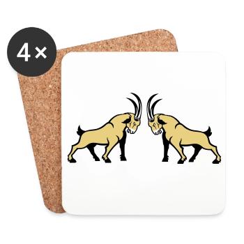Steinbock Beige Doppelbull Symmetrie - Untersetzer (4er-Set) - Weiß - Vorne