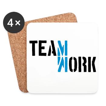 Blau Teamwork Schatten gespiegelt Logo Design Crew - Untersetzer (4er-Set) - Weiß - Vorne