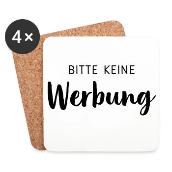 Bitte keine Werbung Aufkleber Briefkasten - Untersetzer (4er-Set) - Weiß - Vorne