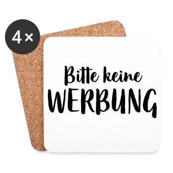 Bitte keine Werbung Aufkleber Briefkasten - Untersetzer (4er-Set) - Weiß - Vorne