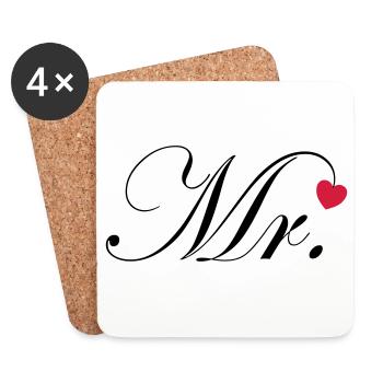Mr Design Groom Wedding Heart Gift Couple - Coasters (set of 4) - white - Front