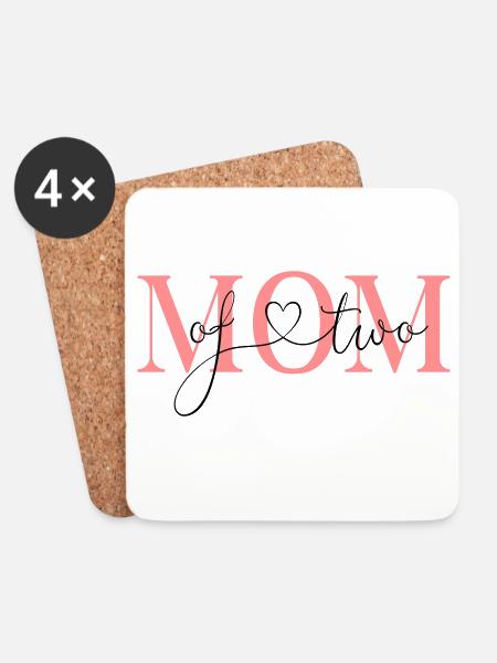 Mom of two! -personalisierbar - Untersetzer (4er-Set) - Weiß