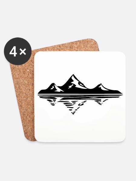 Berg Berge - Untersetzer (4er-Set) - Weiß