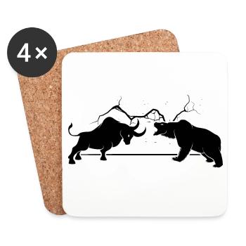 Bull vs Bear - Coasters (set of 4) - white - Front