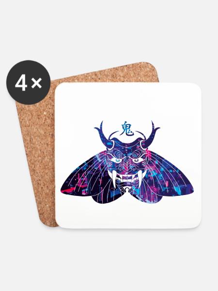 Japanisches Dämon Maske Oni Aquarell Stadt - Untersetzer (4er-Set) - Weiß