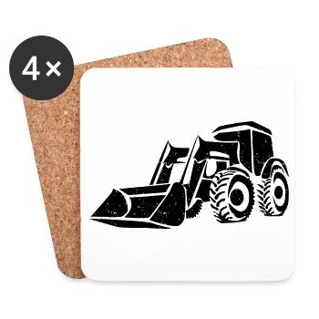Lademaschine Silhouette Geschenk Radlader - Untersetzer (4er-Set) - Weiß - Vorne