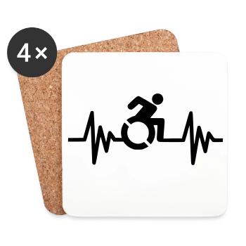 Utilisateur d’un fauteuil roulant avec un cœur qui bat # - Dessous de verre (lot de 4) - blanc - Devant