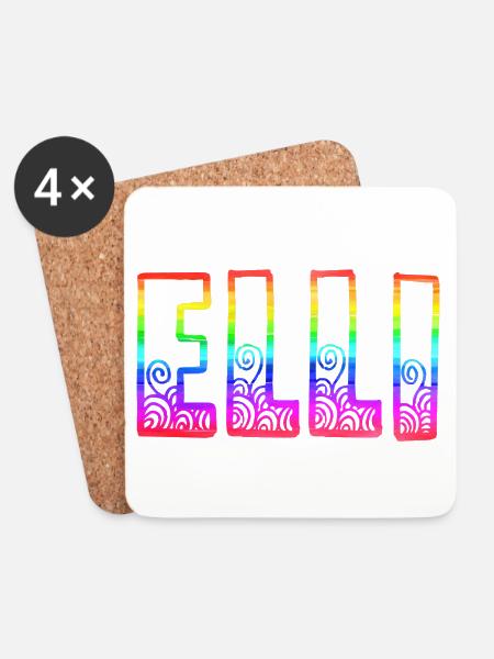 elli rs regenbogen - Untersetzer (4er-Set) - Weiß