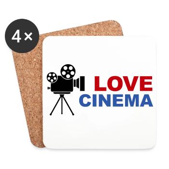 Love Cinema Bold Red Blue Typography - Coasters (set of 4) - white - Front