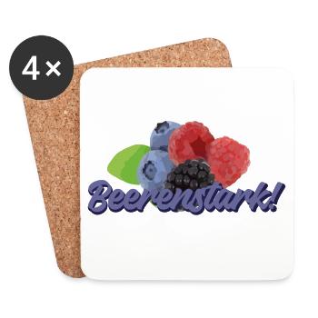 Beerenstark Himbeeren Blaubeeren Brombeeren - Untersetzer (4er-Set) - Weiß - Vorne