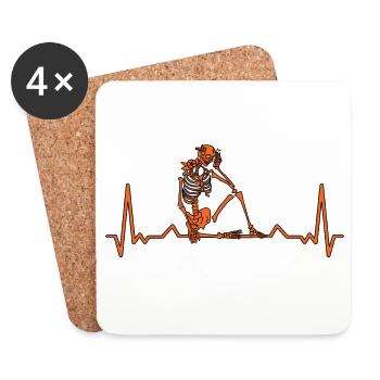 Heart rate from the skeleton - Coasters (set of 4) - white - Front