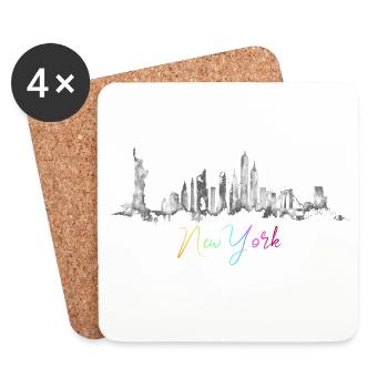 Urban Skyline Wasserfarben Design New York  NYC - Untersetzer (4er-Set) - Weiß - Vorne