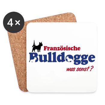 Französische Bulldogge Logo - Untersetzer (4er-Set) - Weiß - Vorne
