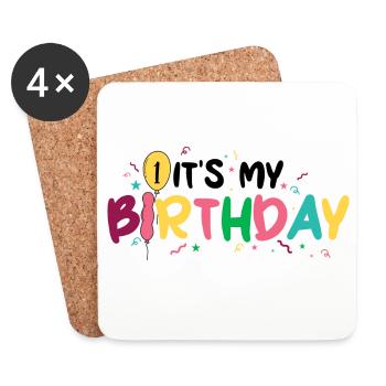 Birthday Burst: Bunte Buchstaben - Untersetzer (4er-Set) - Weiß - Vorne