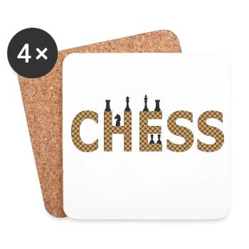 Echecs à la silhouette contrastée - Dessous de verre (lot de 4) - blanc - Devant