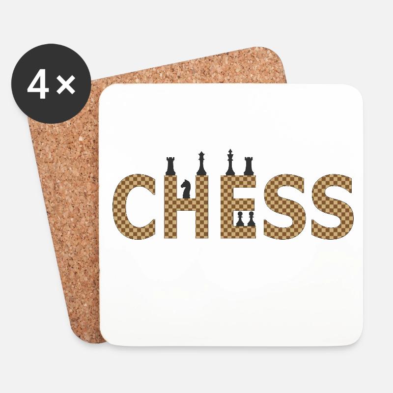 Schach in kontrastreicher Silhouette - Untersetzer (4er-Set) - Weiß