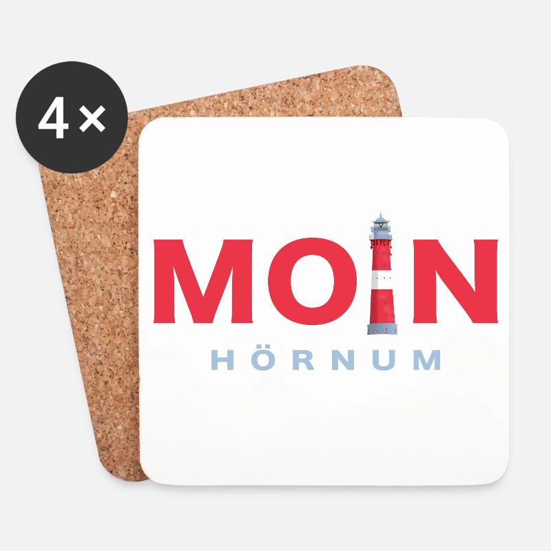 Moin Sylt, Leuchtturm Hörnum - Untersetzer (4er-Set) - Weiß