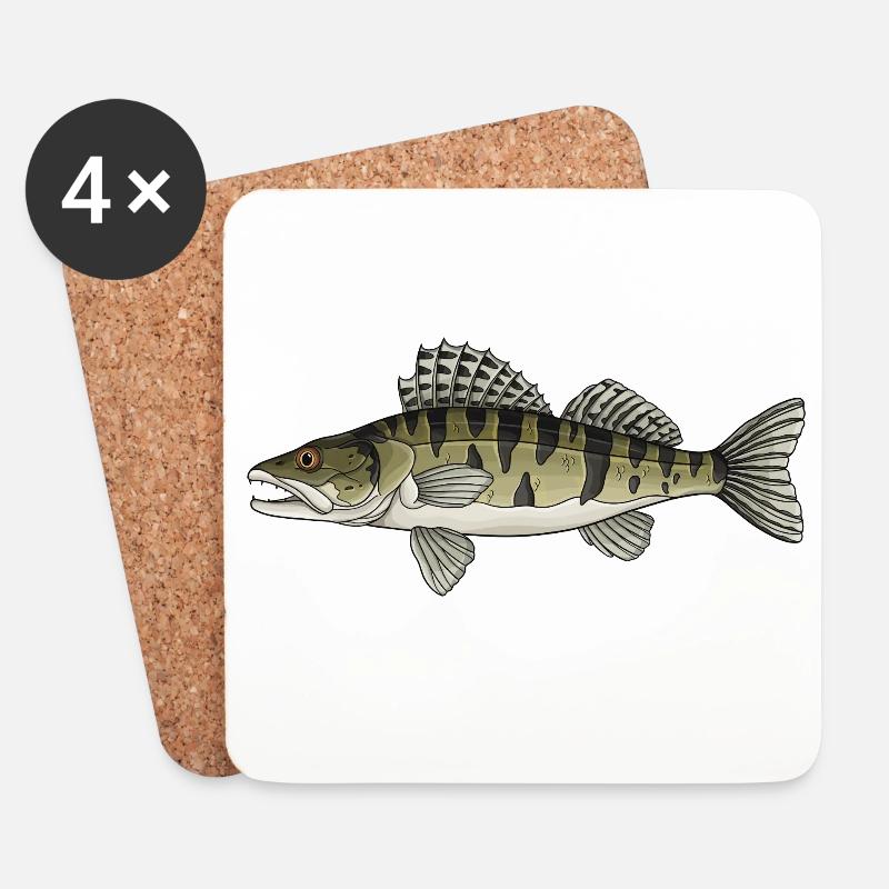 Zander Predator-Fisch-Design für Angler - Untersetzer (4er-Set) - Weiß